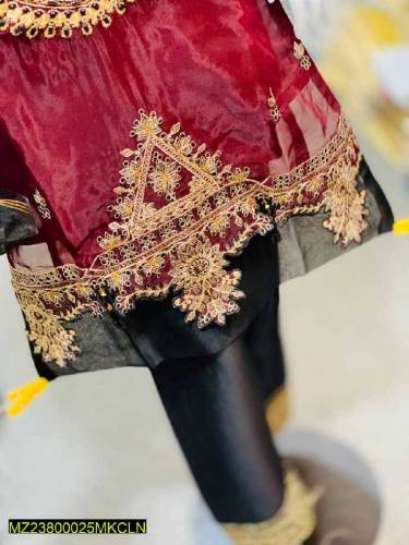 3Pcs women stitch fancy organaza embroiderd suit.