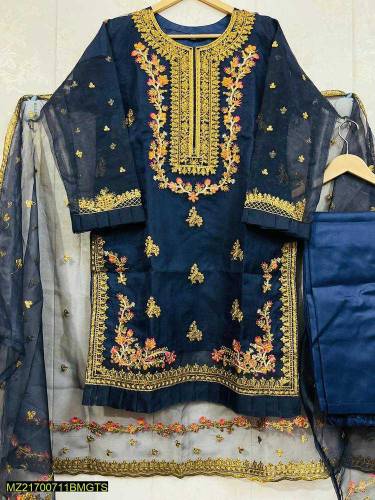 3Pcs Women stitch organaza embroiderd suit.