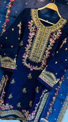 3Pcs Women stitch organaza embroiderd suit.