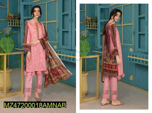 3 pcs Amna. B woman's Unstitched viscous Embroidererd suits