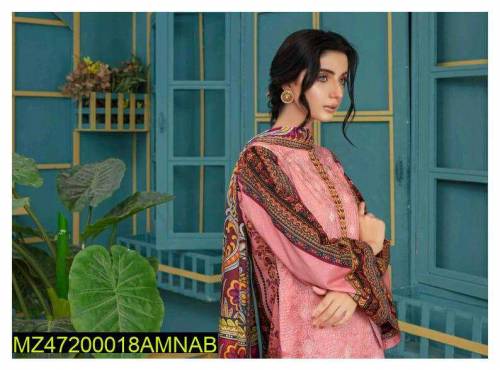 3 pcs Amna. B woman's Unstitched viscous Embroidererd suits