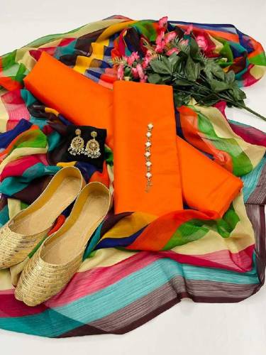 Katan Silk 3pc Collection with free neckline and Khussa 