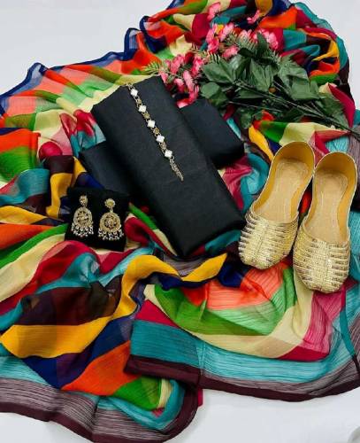 Katan Silk 3pc Collection with free neckline and Khussa 