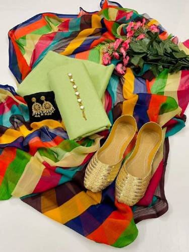 Katan Silk 3pc Collection with free neckline and Khussa 