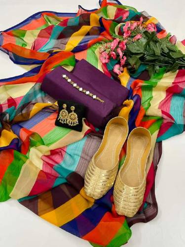 Katan Silk 3pc Collection with free neckline and Khussa 