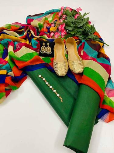 Katan Silk 3pc Collection with free neckline and Khussa 