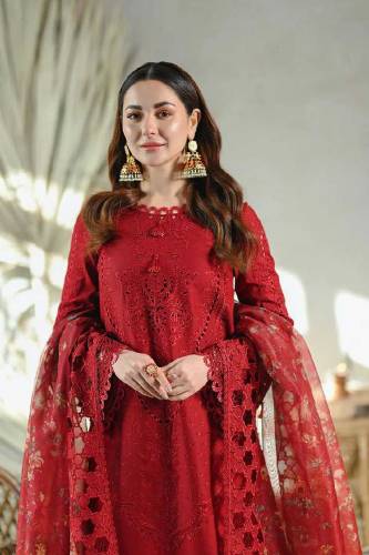 lawn fully heavy  embroidered scifflie front with heavy embroidered 