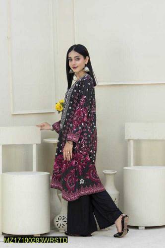 2 pcs Woman's unstitched linen printed suit