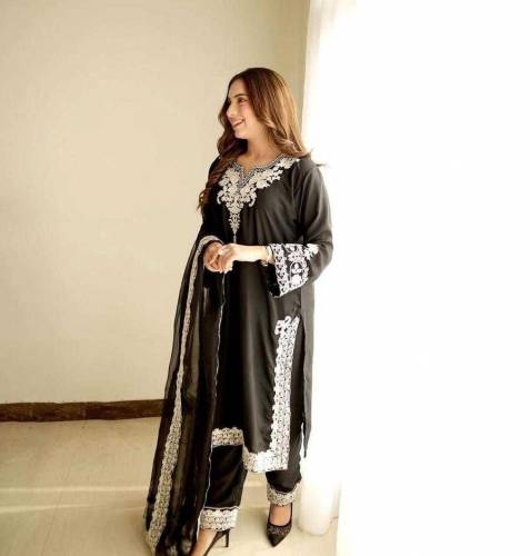 3pcs Women's Stitched Organza Embroidered Suit