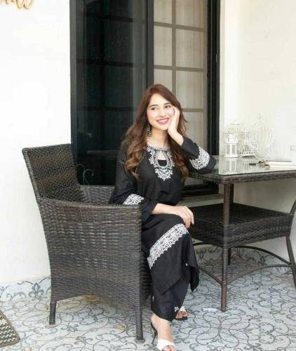 2 Pcs Women's Stitched Arabic Lawn Embroidered Suit 