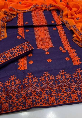 Cross Stitched. Lawn Cotton
