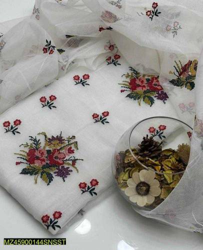 •  Fabric: khaddi Net•  Shirt: Khaddi Net Shirt Cross Stitch Embroider