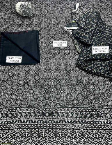 3 pcs women's unstitched lawn printed suit