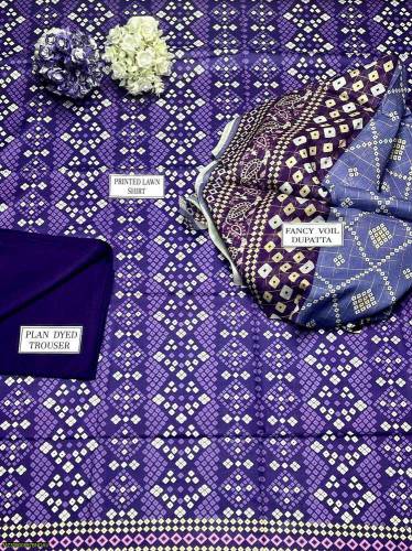3 pcs women's unstitched lawn printed suit