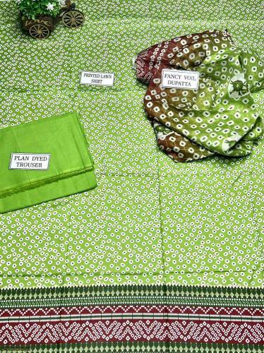 3 pcs women's unstitched lawn printed suit