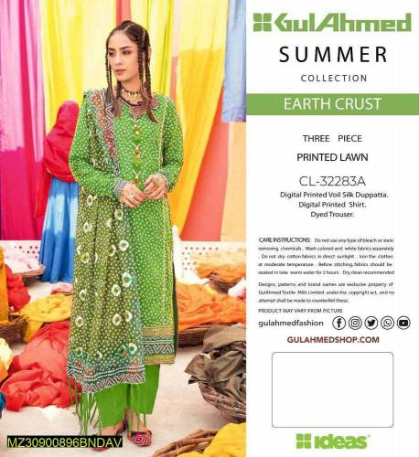 3 pcs women's unstitched lawn printed suit