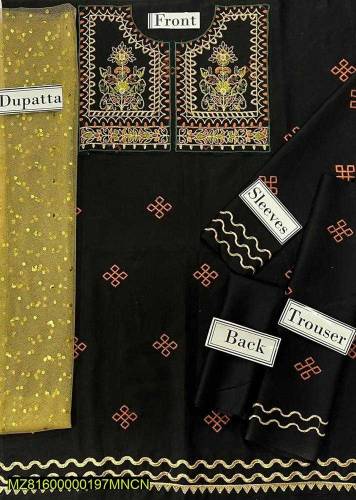 3 Pcs Girl.s Lawn Embroidered Suit 