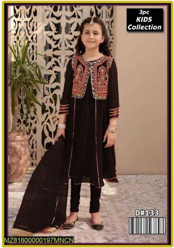 3 Pcs Girl.s Lawn Embroidered Suit 