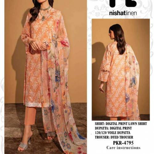 summer girls lawn unstitched 3 pics suit 