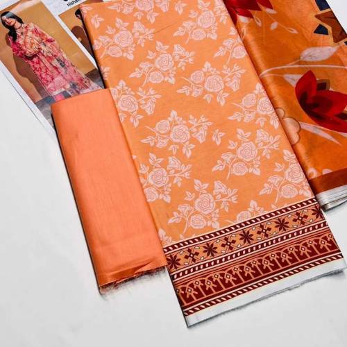 summer girls lawn unstitched 3 pics suit 