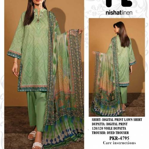 summer girls lawn unstitched 3 pics suit 