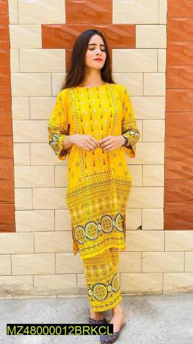 Woman Unstitched dress 2Pic linen