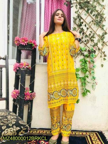 Woman Unstitched dress 2Pic linen