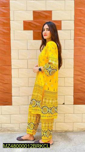 Woman Unstitched dress 2Pic linen