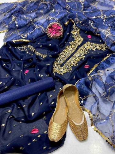 Crinkle Chiffon 4 pc Women's Unstitched Suit