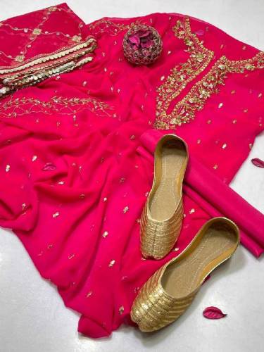 Crinkle Chiffon 4 pc Women's Unstitched Suit