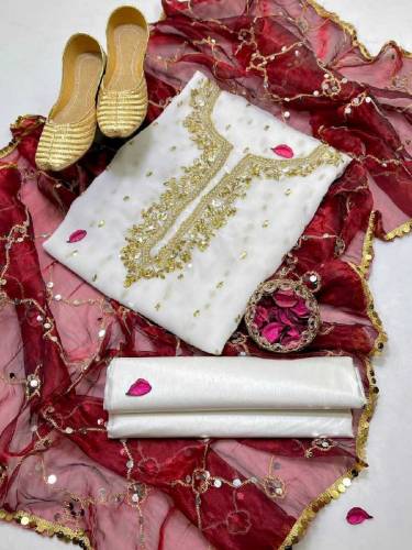 Crinkle Chiffon 4 pc Women's Unstitched Suit