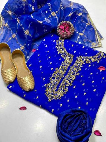 Crinkle Chiffon 4 pc Women's Unstitched Suit