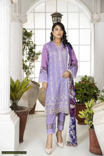 3 Pcs Women's Lawn Suit 