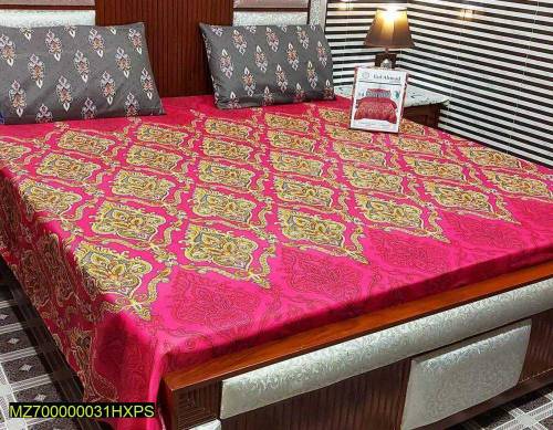 3 Pcs Cotton printed double bed bedsheets