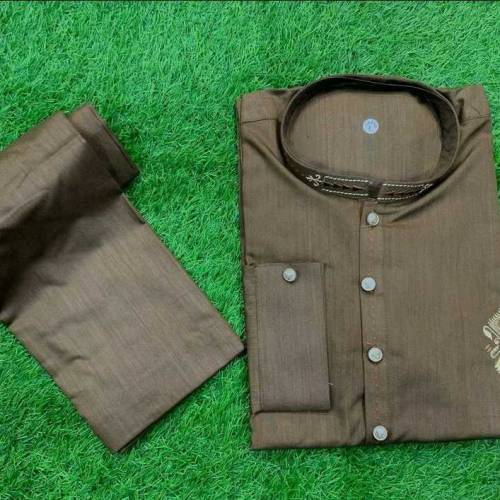 2 Pcs Men's Stitched Wash And Wear Embroidered Kurta Pajama