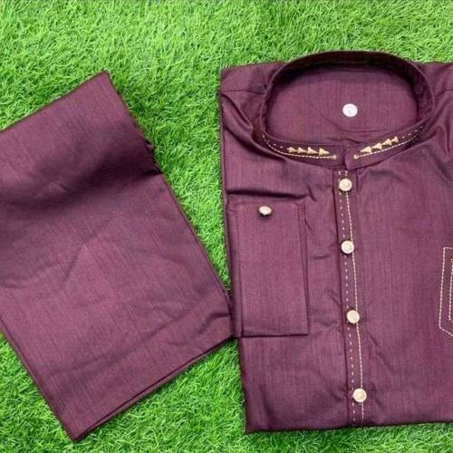 2 Pcs Men's Stitched Wash And Wear Embroidered Kurta Pajama