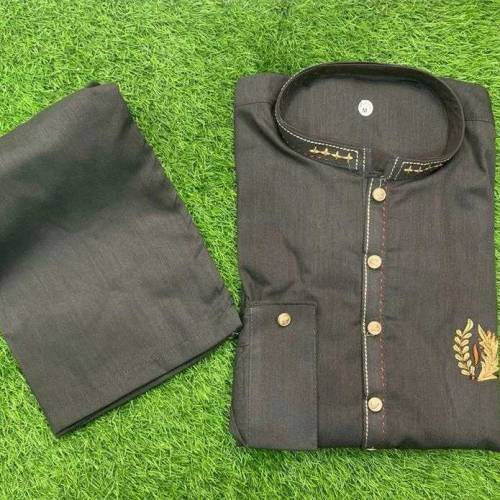 2 Pcs Men's Stitched Wash And Wear Embroidered Kurta Pajama