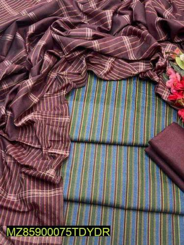3 pec women khadi printed  beautiful suit