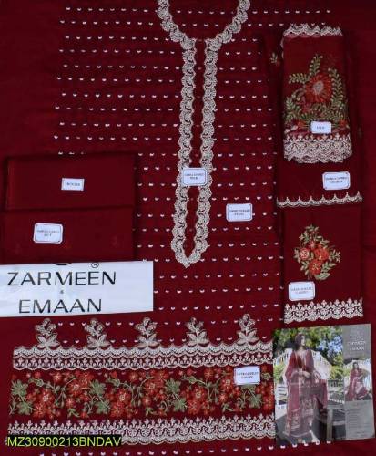 3Pcs Unstitched Lawn Embroidered Suits