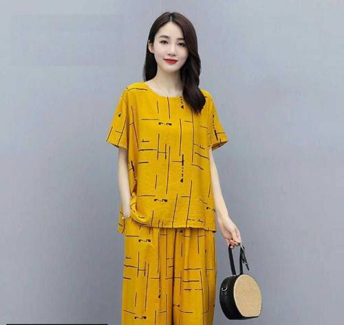 2pice stitched woman jersey printed sleepwear