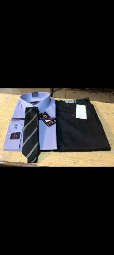 mens pents shirt with contrast tie 