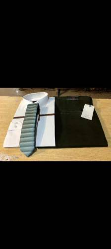 mens pents shirt with contrast tie 
