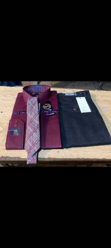 mens pents shirt with contrast tie 