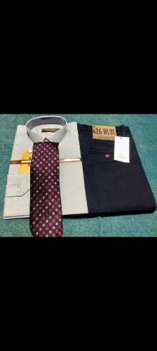 mens pents shirt with contrast tie 