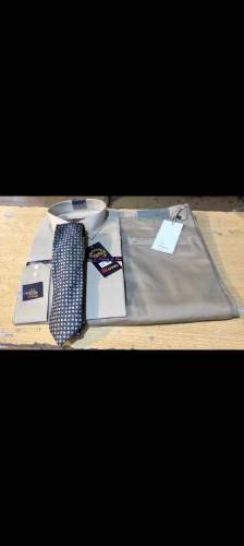 mens pents shirt with contrast tie 