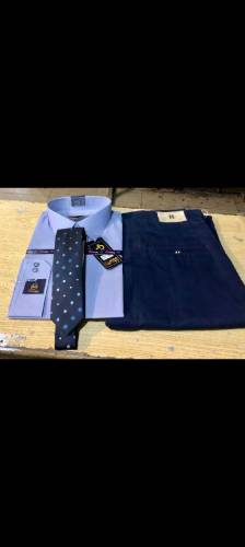 mens pents shirt with contrast tie 