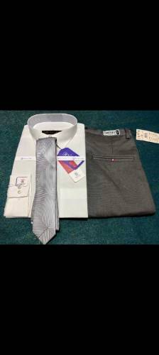 mens pents shirt with contrast tie 