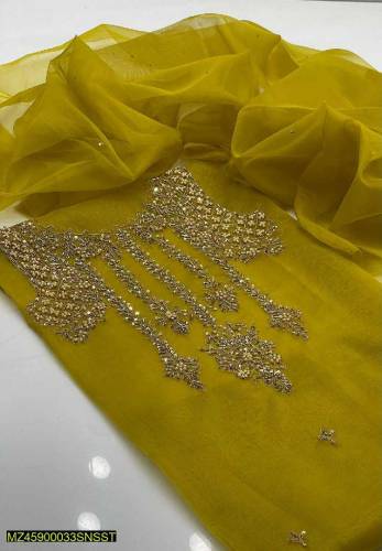 2 PCs women's unstitched organza embroidered suit