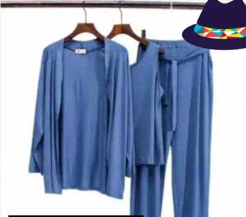 3 Pcs Women's Stitched Jersey Plain Sleepwear 