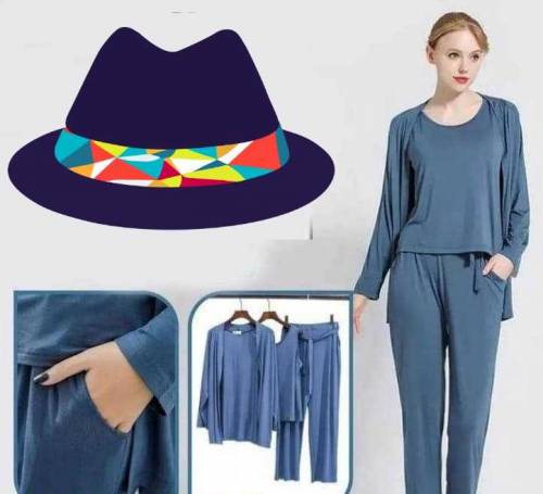 3 Pcs Women's Stitched Jersey Plain Sleepwear 
